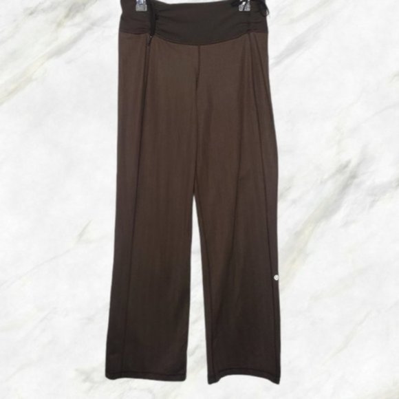 LULULEMON brown cinch waist wide leg pants size 10